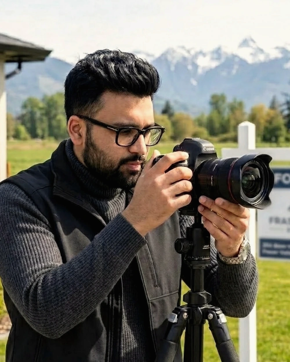 Founder of Listo Studio photographing a property