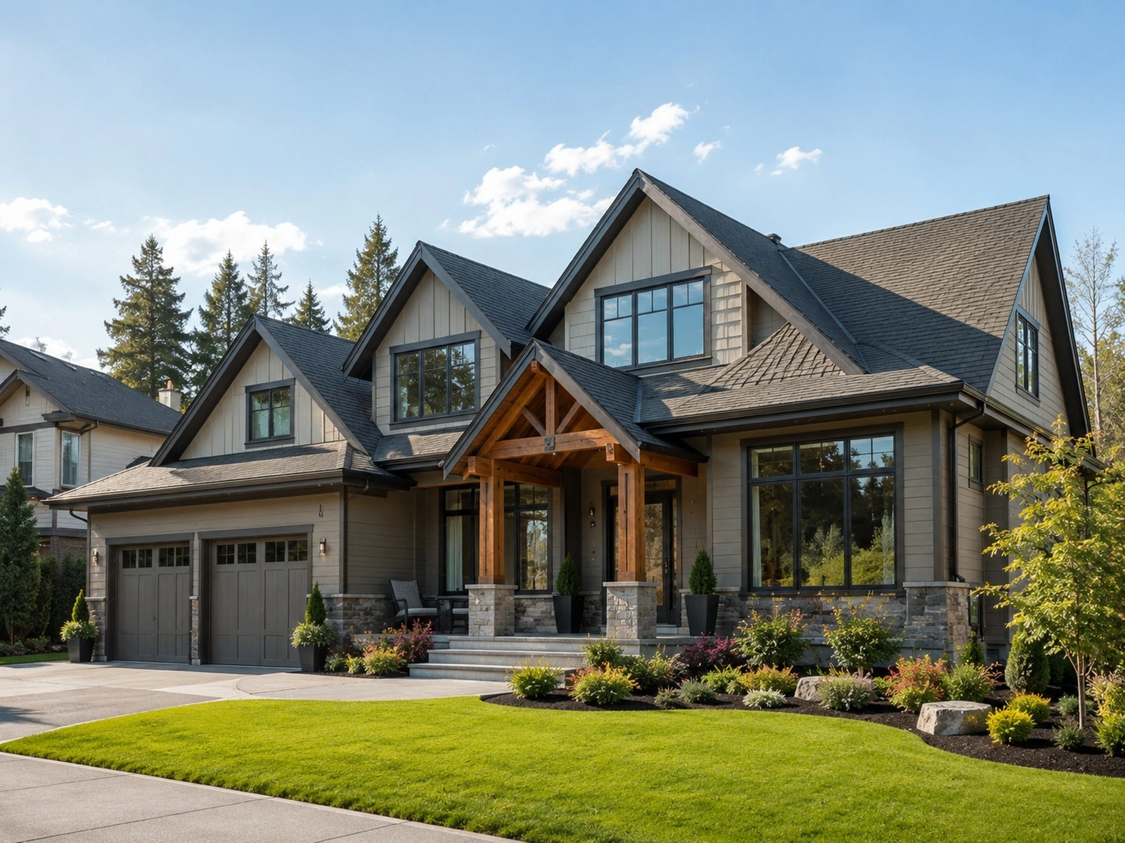 Wide daylight front exterior shot of a Fraser Valley home